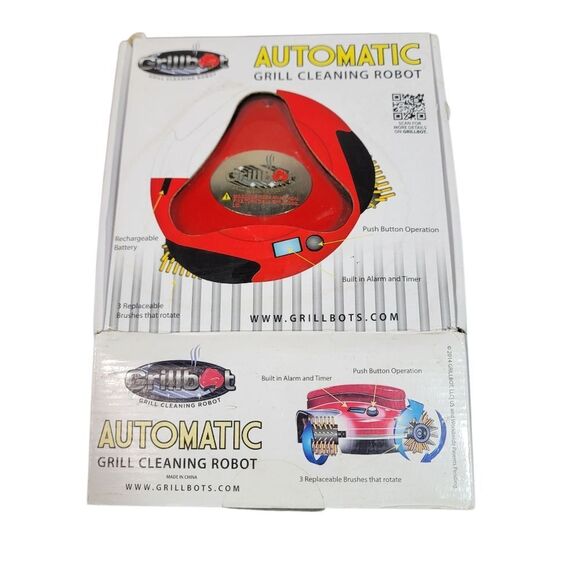 Grillbot Automatic Grill Cleaning Red Robot Built In Alarm And Time Open Box New - Picture 2 of 5